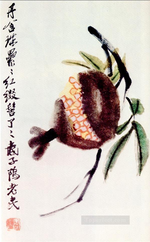 Qi Baishi chrysanthemum and loquat 1 old China ink Oil Paintings